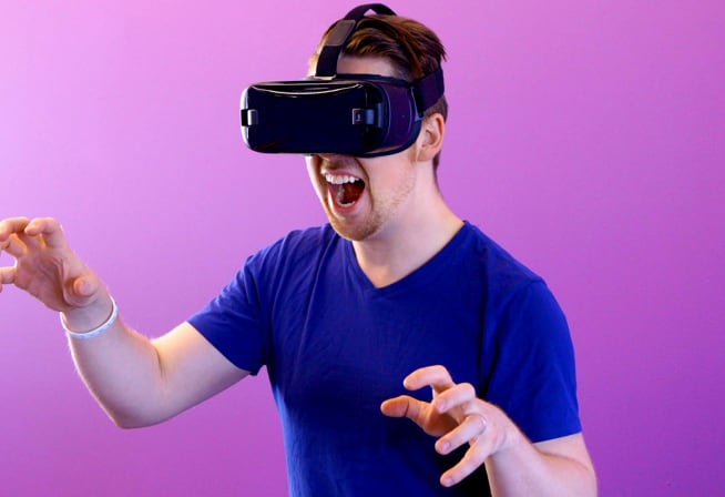 person playing with vr